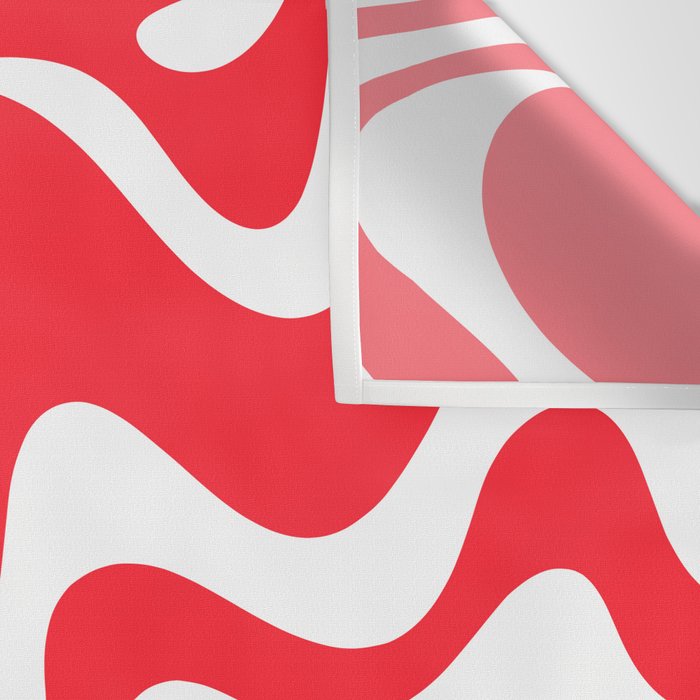 Retro Liquid Swirl Abstract Pattern Bright Red and White Wall Tapestry Gallery Image 3