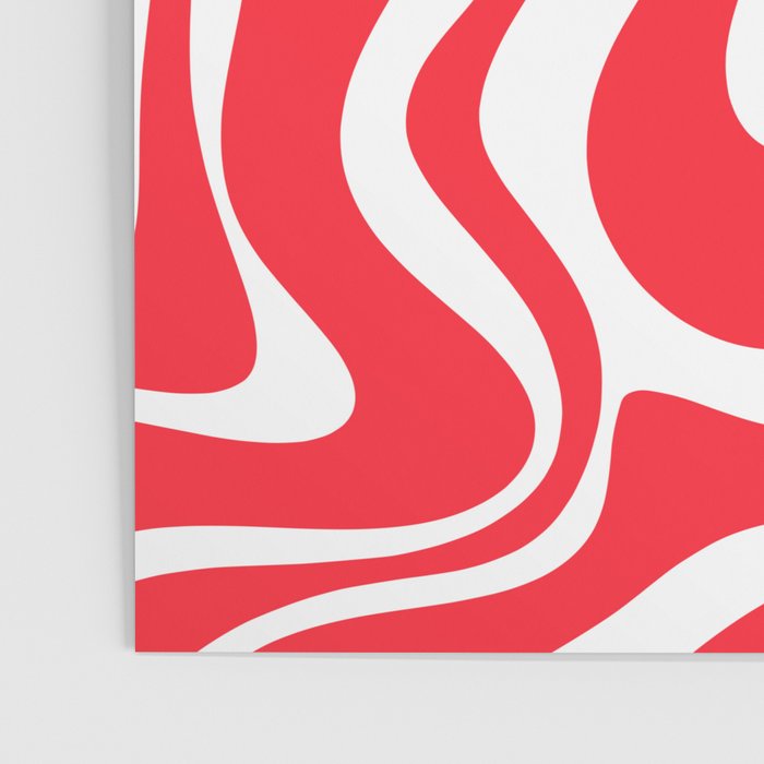 Retro Liquid Swirl Abstract Pattern Bright Red and White Poster Gallery Image 3