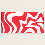 Retro Liquid Swirl Abstract Pattern Bright Red and White Desk Mat Gallery Image 3