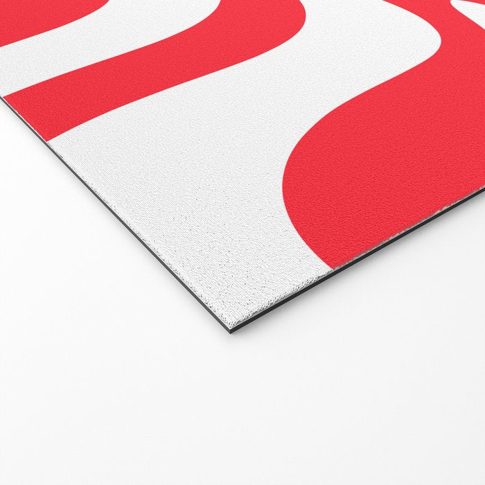 Retro Liquid Swirl Abstract Pattern Bright Red and White Welcome Mat Gallery Image 2