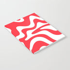 Retro Liquid Swirl Abstract Pattern Bright Red and White Notebook Gallery Image 2