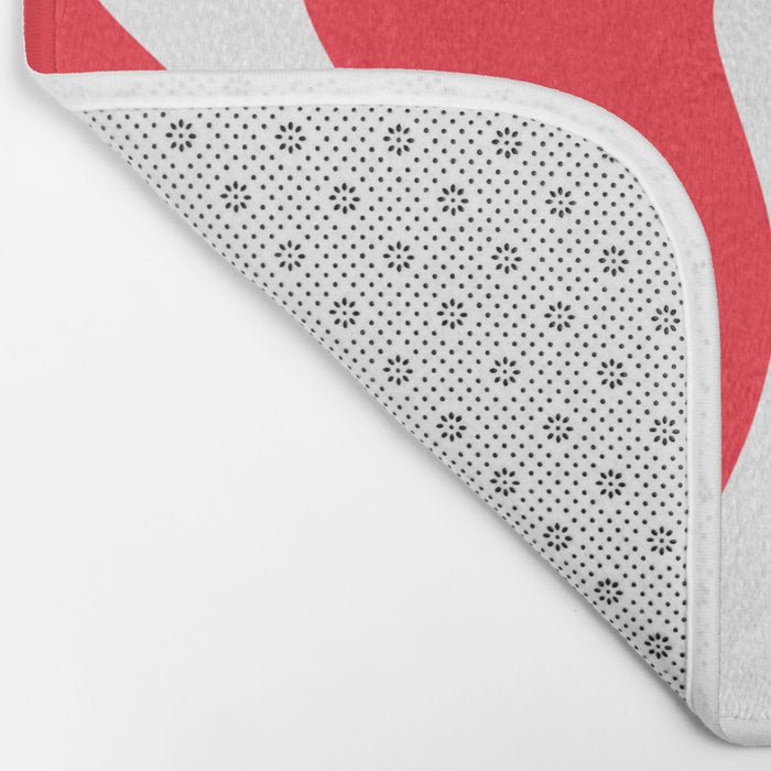Retro Liquid Swirl Abstract Pattern Bright Red and White Bath Mat Gallery Image 2