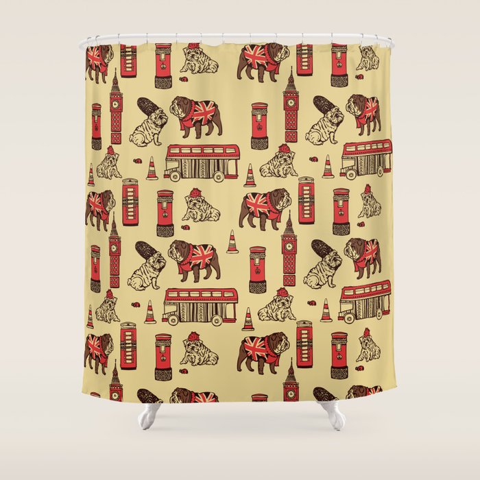 London English Bulldog Shower Curtain Gallery Image 1