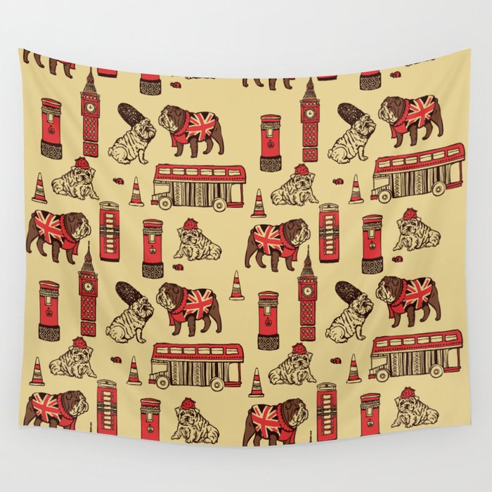 London English Bulldog Wall Tapestry Gallery Image 1