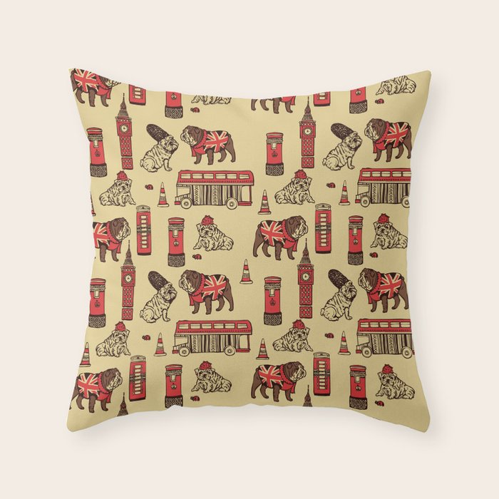 London English Bulldog Throw Pillow Gallery Image 1