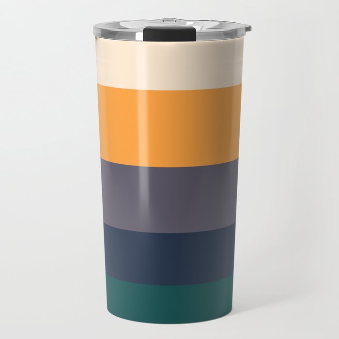 Mid Century Modern Minimalist Color Block Pattern Yellow Grey Green Travel Mug Gallery Image 1