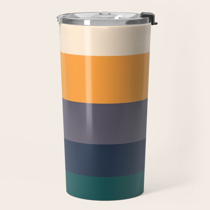 Mid Century Modern Minimalist Color Block Pattern Yellow Grey Green Travel Mug Gallery Image 2