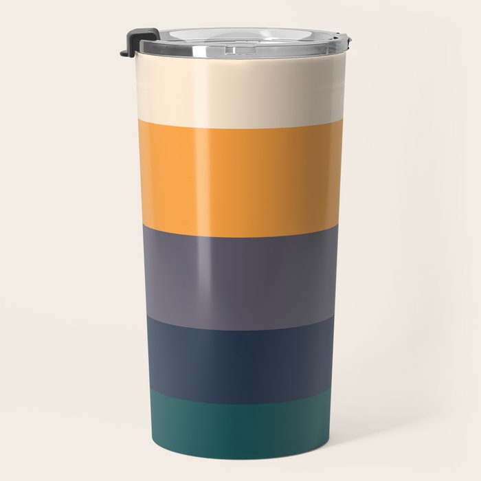 Mid Century Modern Minimalist Color Block Pattern Yellow Grey Green Travel Mug Gallery Image 3