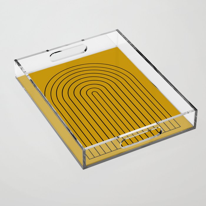 Minimal Arch VII Ochre Modern Geometric Lines Acrylic Tray Gallery Image 1