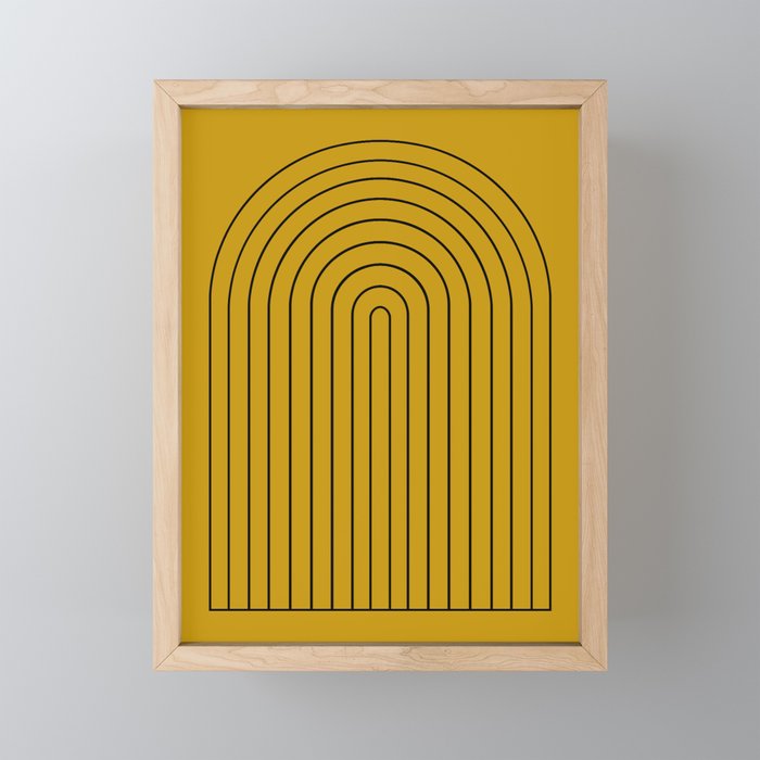Minimal Arch VII Ochre Modern Geometric Lines Mini Art Print Gallery Image 1