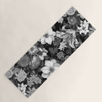 Black and White Floral Pattern Yoga Mat Gallery Image 1