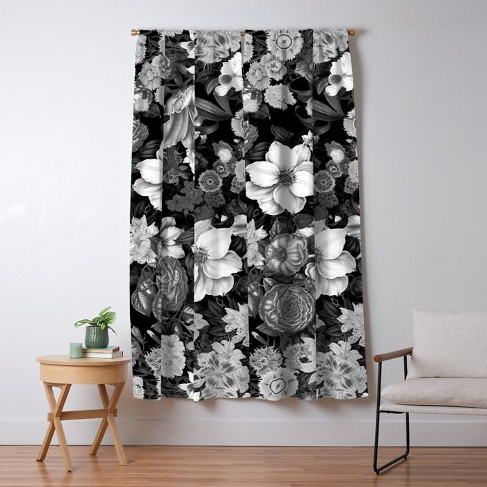 Black and White Floral Pattern Window Curtain Gallery Image 5