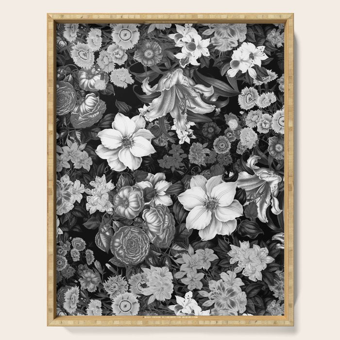 Black and White Floral Pattern Serving Tray Gallery Image 1