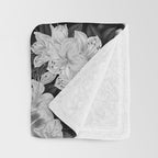 Black and White Floral Pattern Throw Blanket Gallery Image 3
