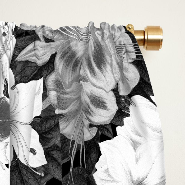Black and White Floral Pattern Window Curtain Gallery Image 2