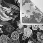 Black and White Floral Pattern Wall Tapestry Gallery Image 3