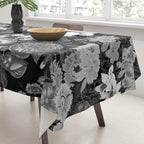 Black and White Floral Pattern Tablecloth Gallery Image 3