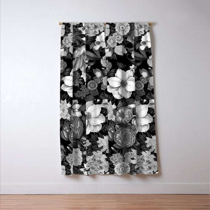 Black and White Floral Pattern Window Curtain Gallery Image 3