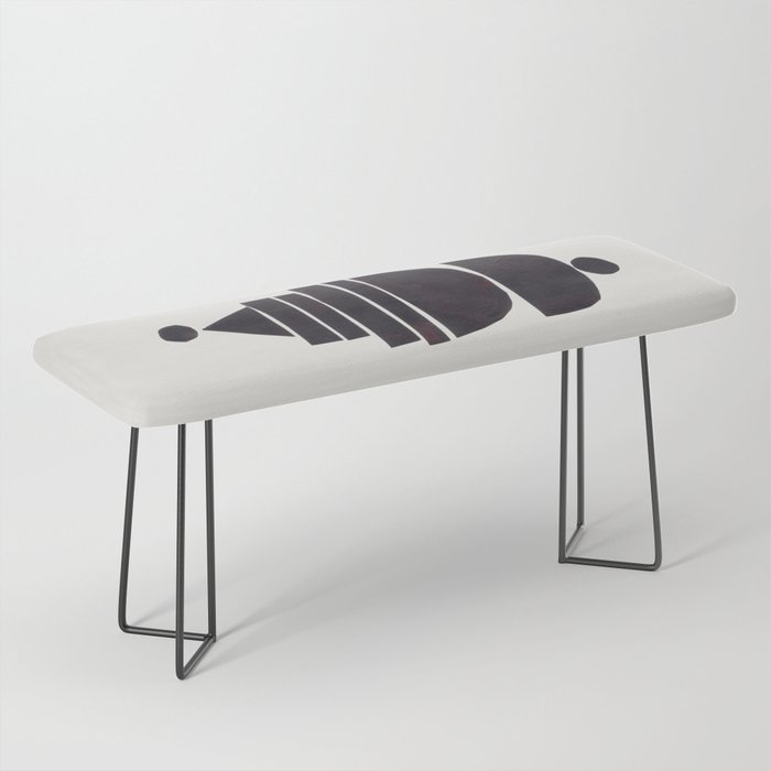 Black & White Minimalist Mid Century Paper collage Funky Black Ink Tribal Geometric by Ejaaz Haniff Bench Gallery Image 1