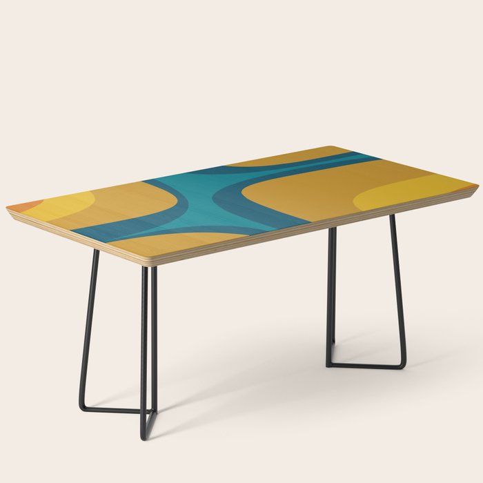Retro Groove Mustard Teal - Minimalist Mid Century Abstract Pattern Coffee Table Gallery Image 1