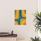 Retro Groove Mustard Teal - Minimalist Mid Century Abstract Pattern Poster Gallery Image 2