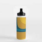 Retro Groove Mustard Teal - Minimalist Mid Century Abstract Pattern Water Bottle Gallery Image 2