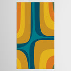 Retro Groove Mustard Teal - Minimalist Mid Century Abstract Pattern Tablecloth Gallery Image 2