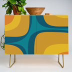Retro Groove Mustard Teal - Minimalist Mid Century Abstract Pattern Credenza Gallery Image 1