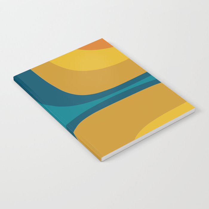 Retro Groove Mustard Teal - Minimalist Mid Century Abstract Pattern Notebook Gallery Image 1