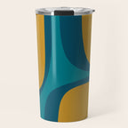 Retro Groove Mustard Teal - Minimalist Mid Century Abstract Pattern Travel Mug Gallery Image 1