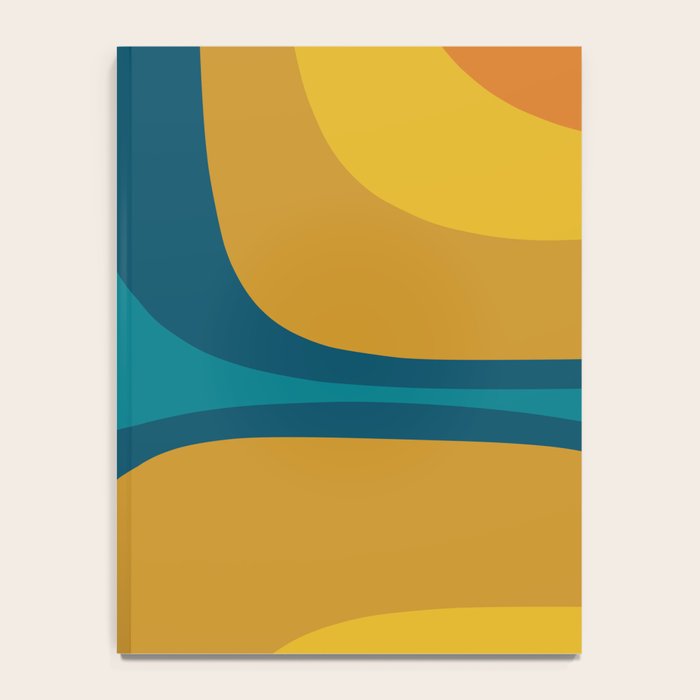 Retro Groove Mustard Teal - Minimalist Mid Century Abstract Pattern Notebook Gallery Image 4