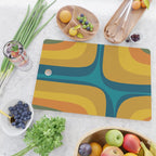 Retro Groove Mustard Teal - Minimalist Mid Century Abstract Pattern Cutting Board Gallery Image 2