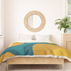 Retro Groove Mustard Teal - Minimalist Mid Century Abstract Pattern Duvet Cover Gallery Image 3