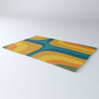 Retro Groove Mustard Teal - Minimalist Mid Century Abstract Pattern Rug Gallery Image 3