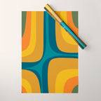 Retro Groove Mustard Teal - Minimalist Mid Century Abstract Pattern Wrapping Paper Gallery Image 1