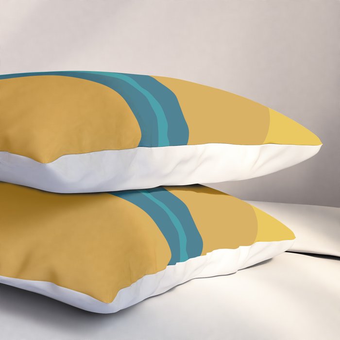 Retro Groove Mustard Teal - Minimalist Mid Century Abstract Pattern Pillow Sham Gallery Image 3