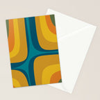 Retro Groove Mustard Teal - Minimalist Mid Century Abstract Pattern Stationery Card Gallery Image 2