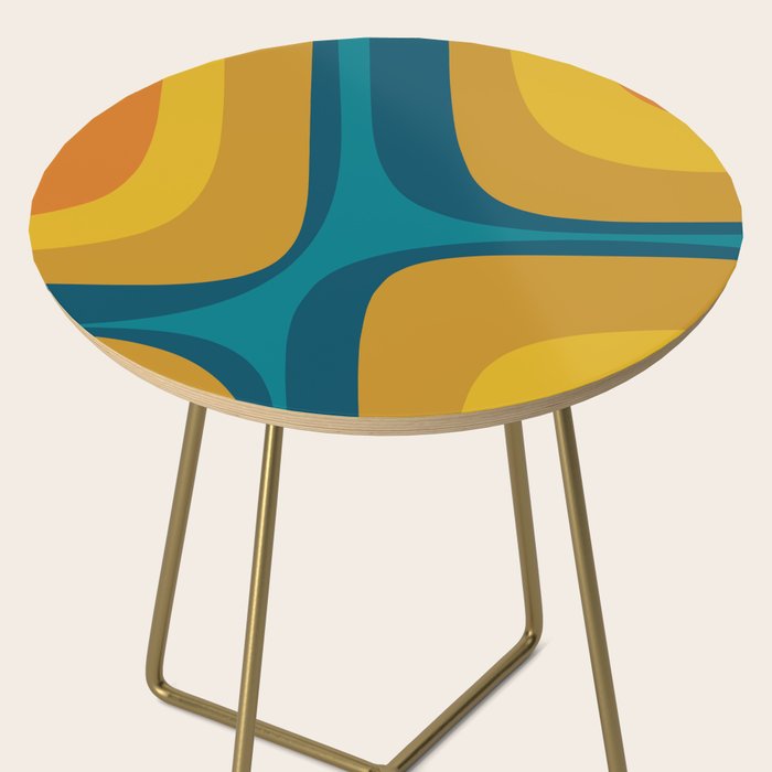 Retro Groove Mustard Teal - Minimalist Mid Century Abstract Pattern Side Table Gallery Image 2
