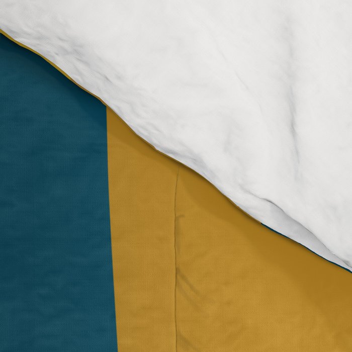 Retro Groove Mustard Teal - Minimalist Mid Century Abstract Pattern Comforter Gallery Image 4