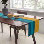 Retro Groove Mustard Teal - Minimalist Mid Century Abstract Pattern Table Runner Gallery Image 2