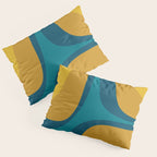 Retro Groove Mustard Teal - Minimalist Mid Century Abstract Pattern Pillow Sham Gallery Image 3