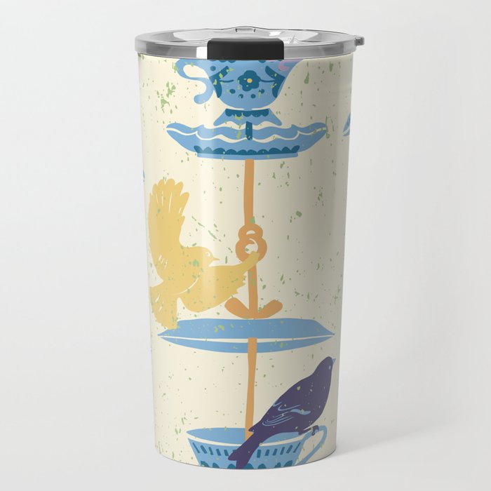 Garden Bird feeding antique white Travel Mug Gallery Image 1