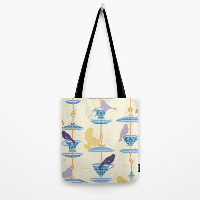 Garden Bird feeding antique white Tote Bag Gallery Image 2