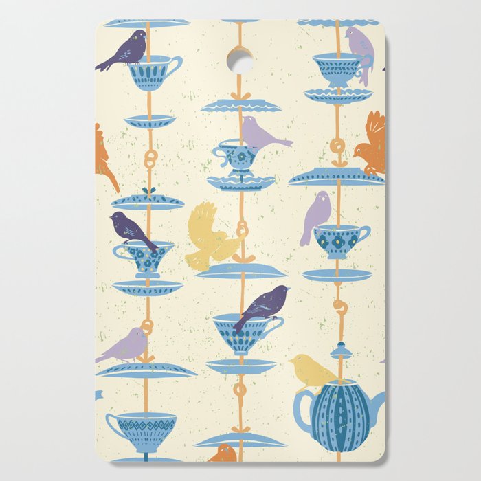 Garden Bird feeding antique white Cutting Board Gallery Image 1