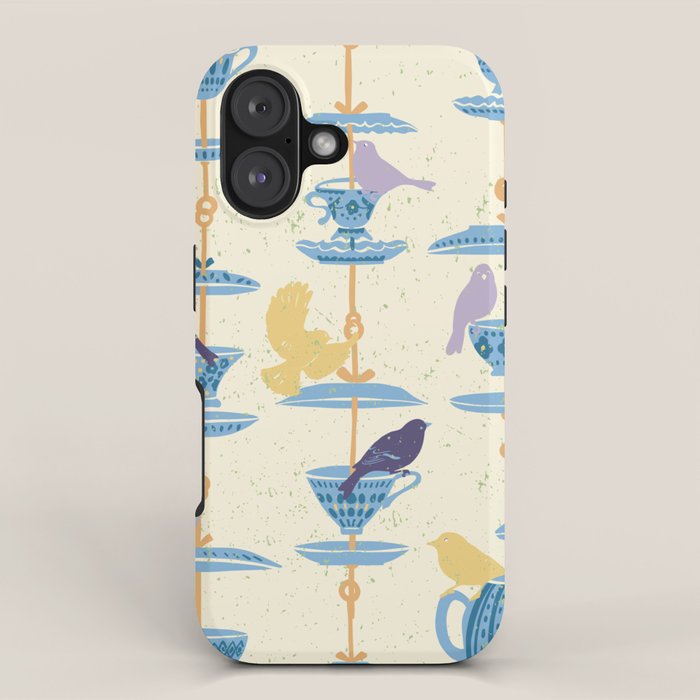 Garden Bird feeding antique white iPhone Case Gallery Image 1