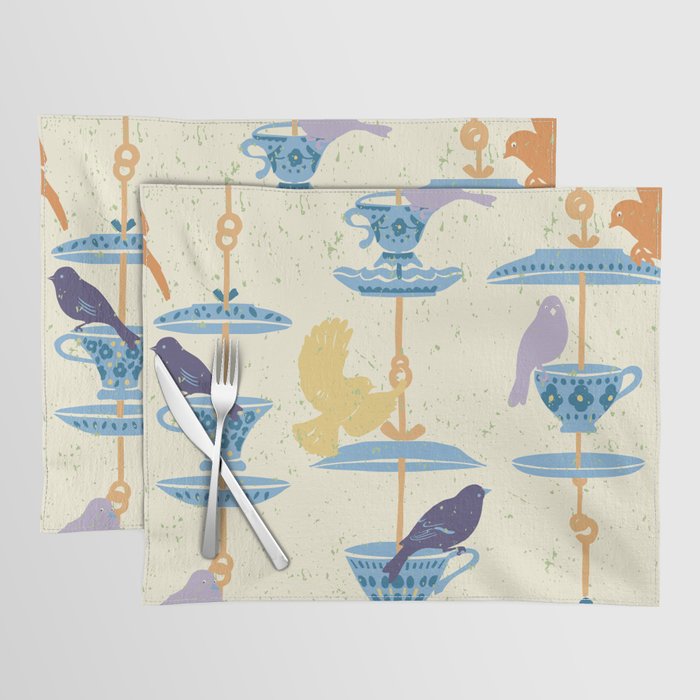 Garden Bird feeding antique white Placemat Gallery Image 1