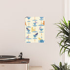 Garden Bird feeding antique white Poster Gallery Image 2