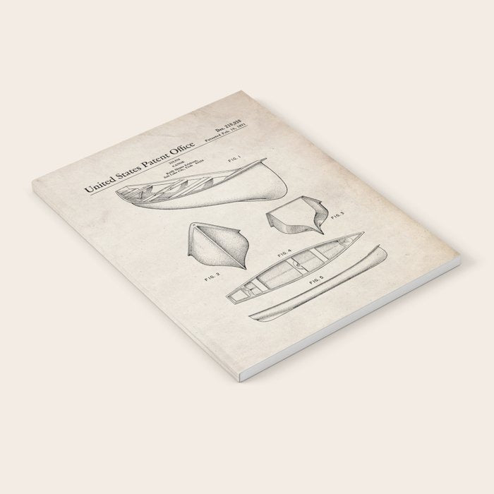 Canoe Patent - Kayak Art - Antique Notebook Gallery Image 1