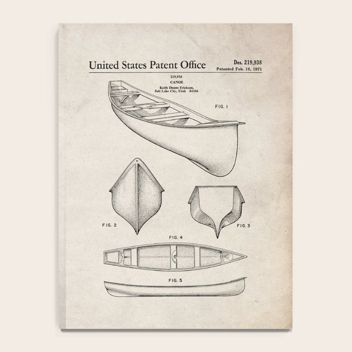 Canoe Patent - Kayak Art - Antique Notebook Gallery Image 4