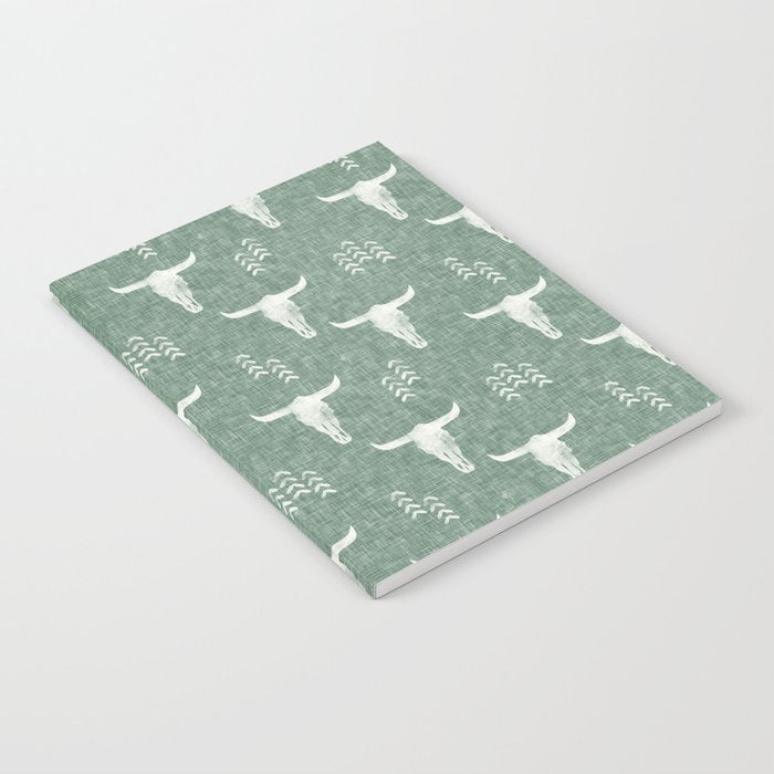 desert skulls - southwest cow skulls on sage Notebook Gallery Image 2